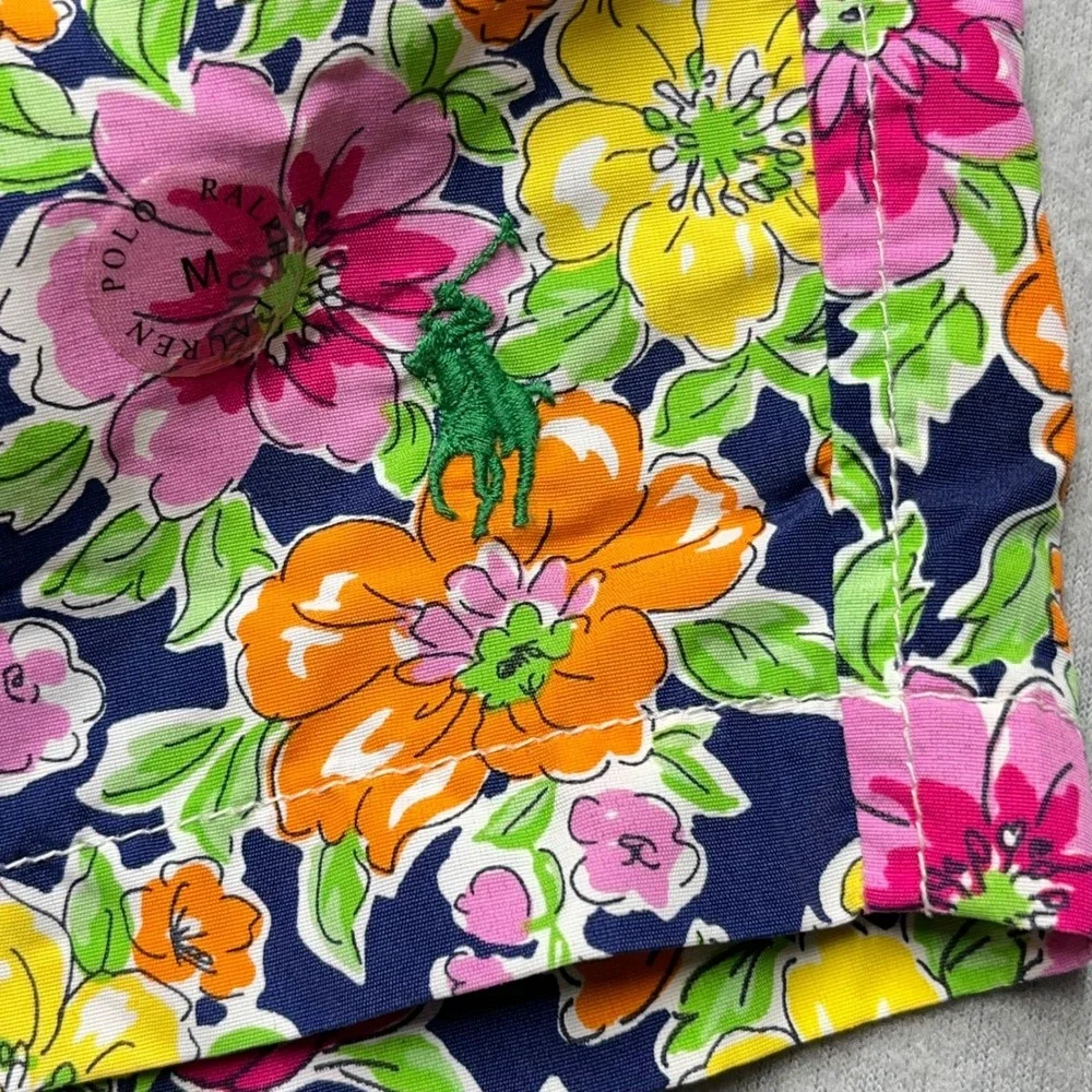 New Polo Ralph Lauren Mens‎ Floral Swim Trunks Navy Blue Pink Yellow Pony Medium